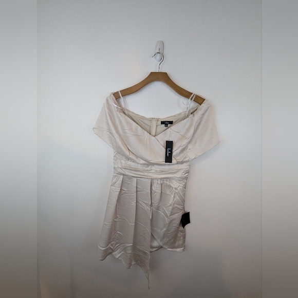 Lulu's Always Celebrating Elegant Cream Off-Shoulder Dress - Picture 1 of 5